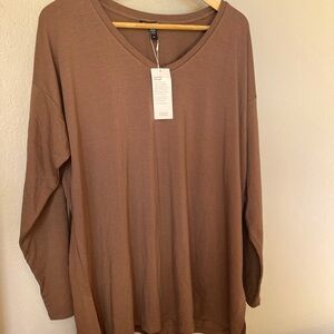 Eileen Fisher cinnamon boxy fit long sleeve top size Large